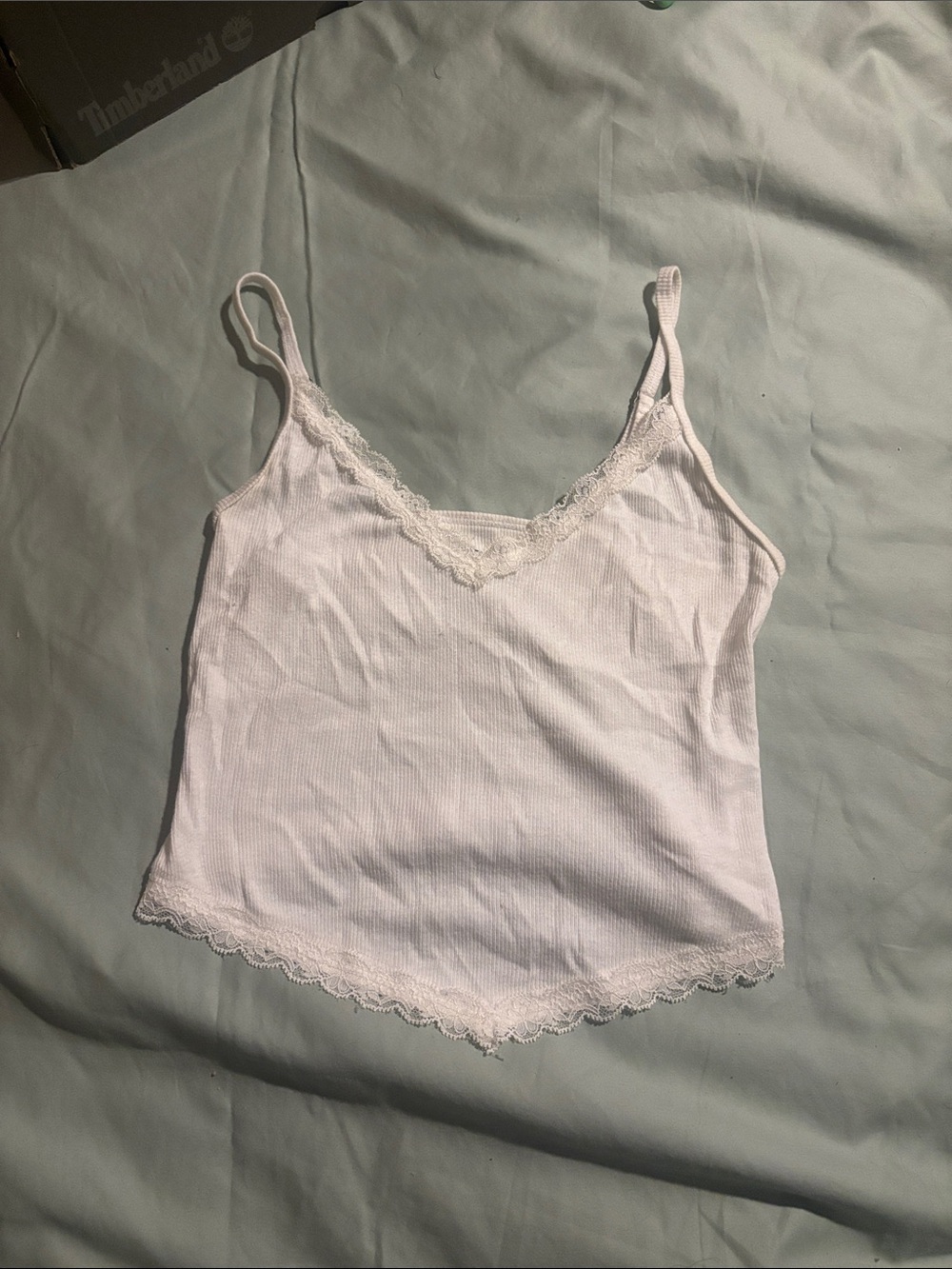 Hollister Lace-Trim Spaghetti Strap Tank Top - White must have collection